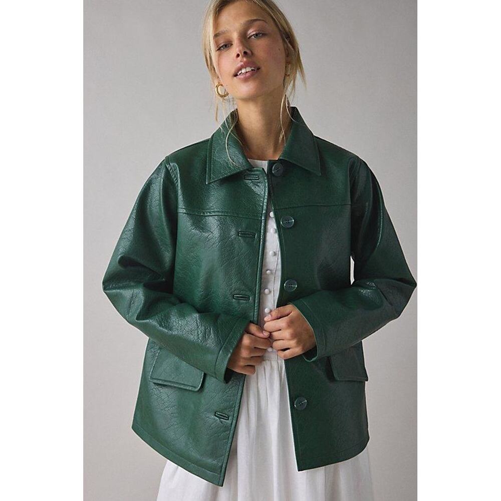 NWT Urban Outfitters Sydney Faux Leather Oversized Dad Jacket Size XXS